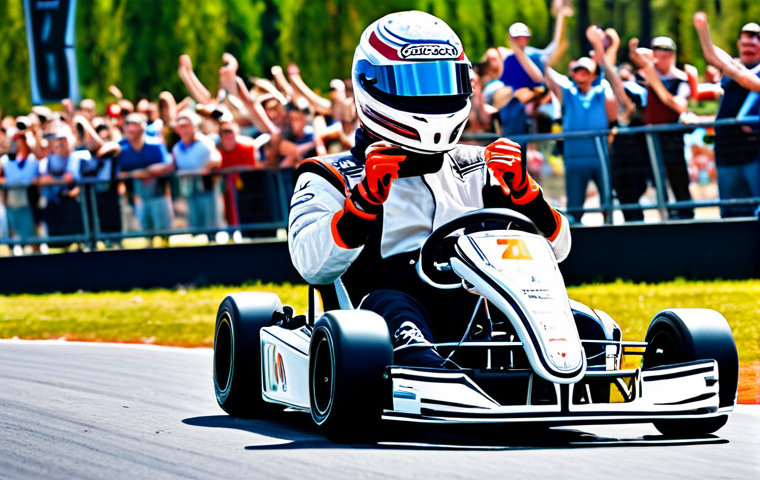 카트라이더 초보 유저 친화적 팁 - **
"A professional race car driver, fully clothed in a modern racing suit, wearing a helmet, sittin...