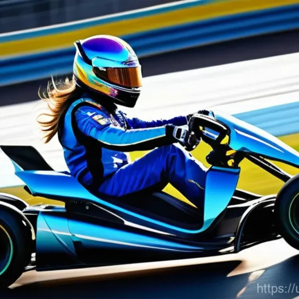 카트라이더 신규 캐릭터의 특징 분석 - **Prompt: Dynamic Speed and Control**
"A vibrant, full-body image of a new female kart racing ch...