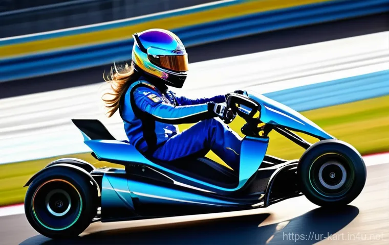 카트라이더 신규 캐릭터의 특징 분석 - **Prompt: Dynamic Speed and Control**
"A vibrant, full-body image of a new female kart racing ch...