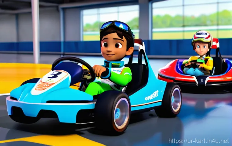 카트라이더 신규 유저의 트랙 공략 요령 - A cheerful, young, animated kart racer, dressed in a complete, stylish racing uniform (including a t... 카트라이더 신규 유저의 트랙 공략 요령 - A cheerful, young, animated kart racer, dressed in a complete, stylish racing uniform (including a t...