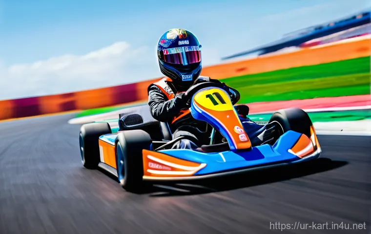 카트라이더 스피드전 팁 모음 - **Prompt:** A dynamic, low-angle shot of a vibrant KartRider kart exploding off the starting line. T...