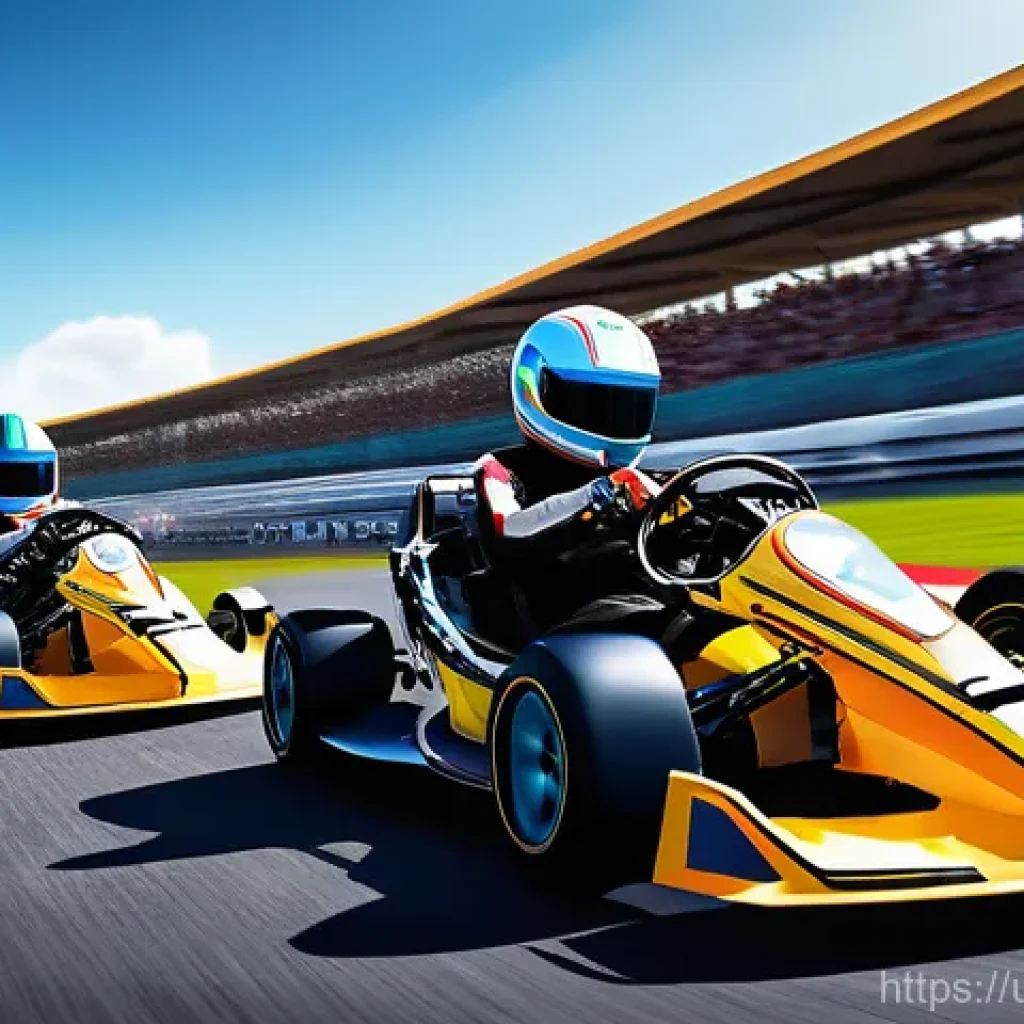 카트라이더 팀원 협력 기술 - **Prompt: "A dynamic and vibrant scene of a KartRider team engaged in a high-stakes race. Focus on d...