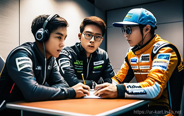 카트라이더 팀원 협력 기술 - **Prompt: "A close-up, intense moment during a KartRider team race, highlighting the crucial role of... 카트라이더 팀원 협력 기술 - **Prompt: "A close-up, intense moment during a KartRider team race, highlighting the crucial role of...