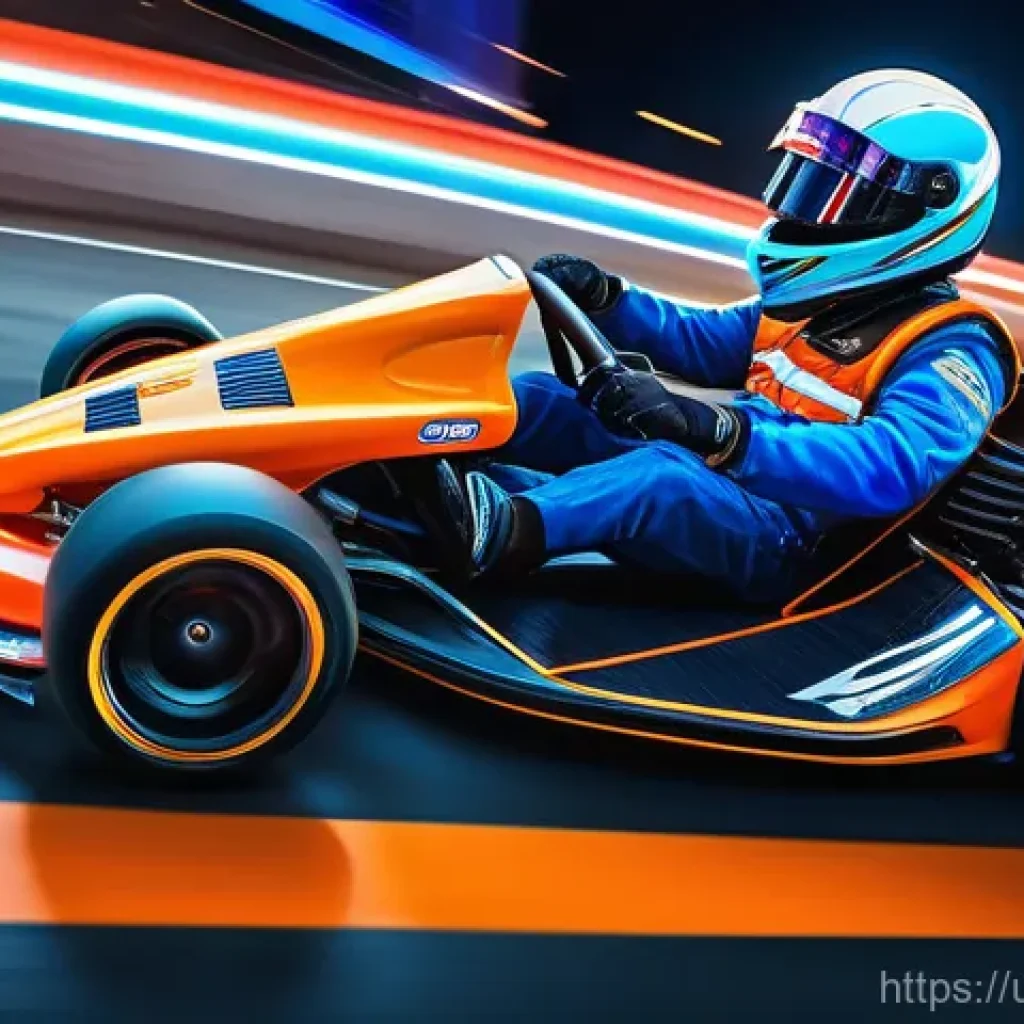 카트라이더 초보자를 위한 기사 - **Prompt:** "A dynamic and exhilarating close-up of a futuristic racing kart, mid-drift, on a vibran...