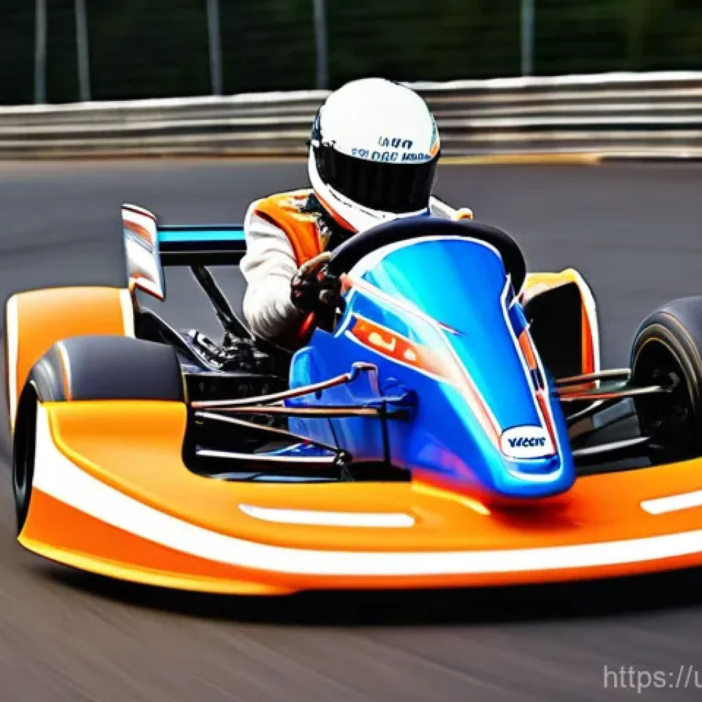 카트라이더 초보 유저의 드리프트 기술 가이드 - **Dynamic Kart Drifting Action:** A vibrant, futuristic racing kart, possibly in bright blue or oran...