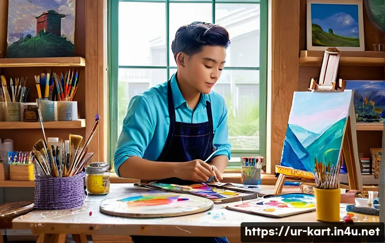 카트라이더 팬아트와 글로벌 커뮤니티 공략 - **Prompt 1: KartRider Characters as Artists**
    "A vibrant and detailed digital painting of KartRi...