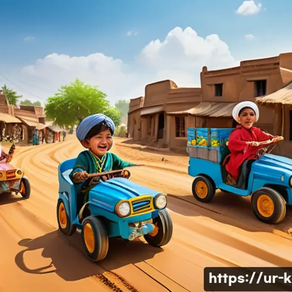 카트라이더 팬아트 대회의 비하인드 - **Prompt 1: "KartRider Village Race"**
"A vibrant, high-angle wide shot of a cheerful KartRider-...