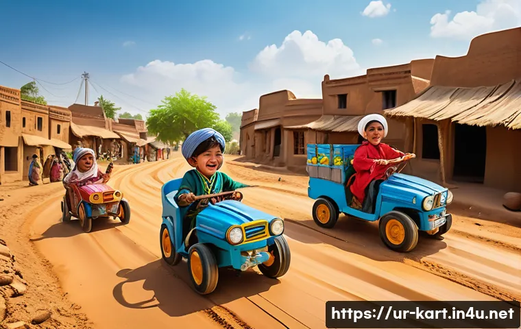 카트라이더 팬아트 대회의 비하인드 - **Prompt 1: "KartRider Village Race"**
    "A vibrant, high-angle wide shot of a cheerful KartRider-...